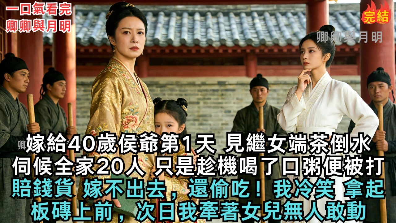 嫁給40歲老侯爺的第一天，見繼女一人端茶倒水，伺候全家20人，只是趁機喝了一口稀粥便被打：賠錢貨，嫁不出去就算了，還偷吃！我冷笑一聲，拿起院子裏板磚上前，次日他躺在床上，我牽著女兒無人敢動#古言#爱情