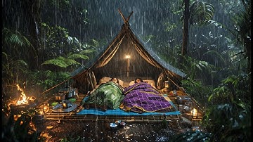 CAMPING IN HEAVY RAIN AND THUNDER // Struggling to build a shelter, fishing, shrimping