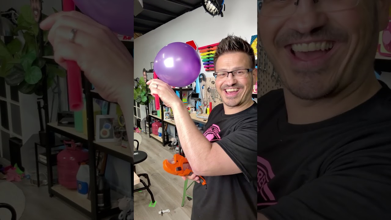 Chopping up my PVC balloon horn #balloon #horn #diy #science