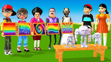 Scary Teacher 3D vs Squid Game Brainrot Who Color the Statue Nice or Error 5 Times Challenge