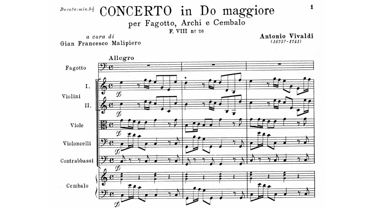 Antonio Vivaldi Bassoon Concerto in C Major, RV 479 YouTube