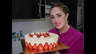 ماشي لخاطري بكيت😭 هادشي لي عطا الله 😃 Gâteau fraisier a la crème mousseline هدية لكل الأمهات❤️❤️