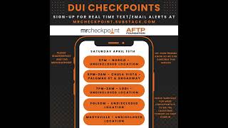 DUI Checkpoints Saturday April 19th 2025
