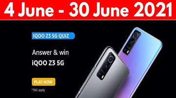Amazon IQOO Z3 5G Answer And Win Quiz Answers Today | Win IQOO Z3 5G | 4 June 2021