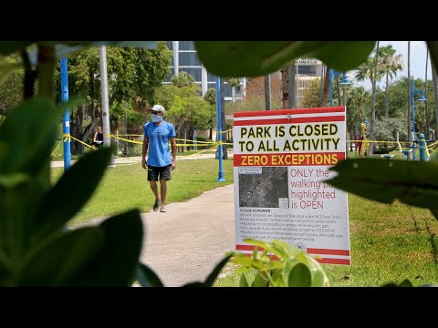 Aerial images of Miami's parks and pools, closed amid coronavirus