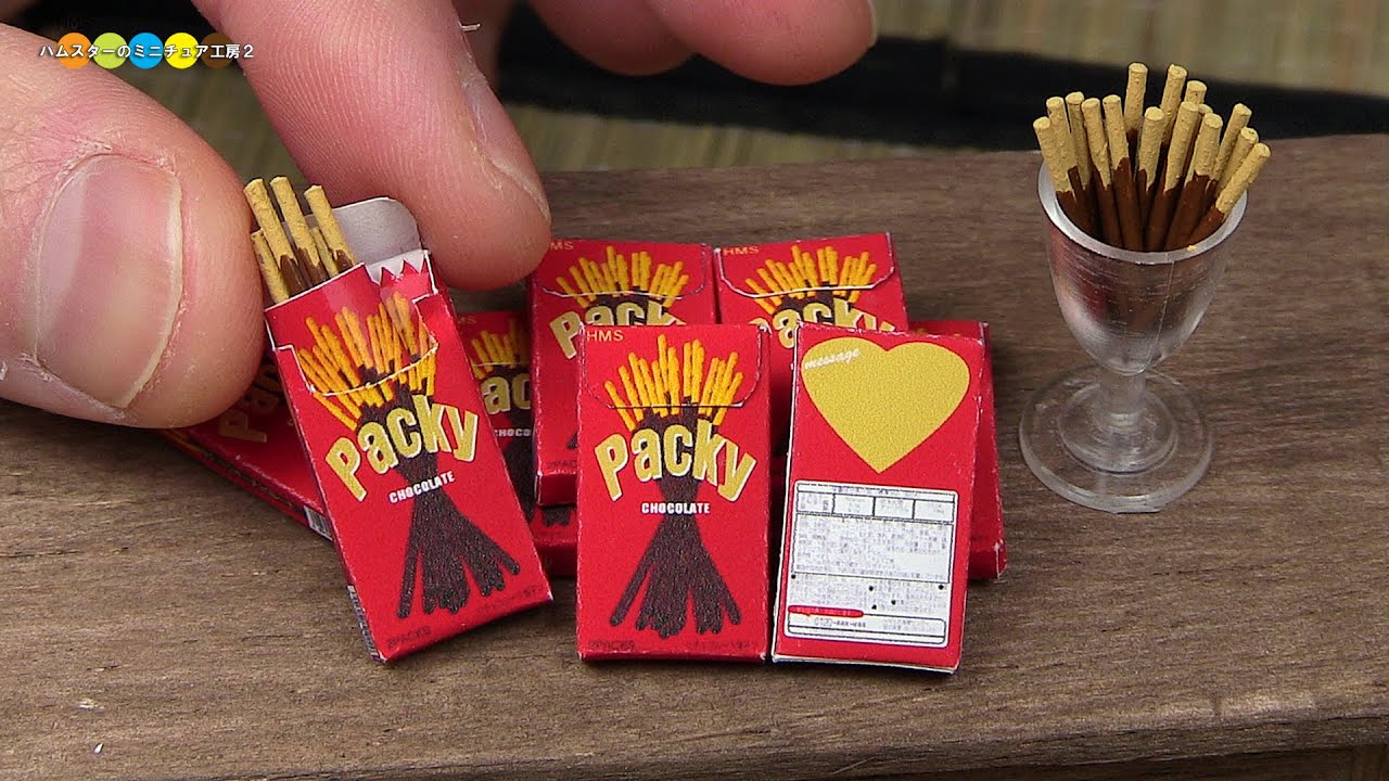 Diy Fake Food Glico Style Miniature Pocky グリコポッキー風のミニチュアスティック菓子作り Youtube