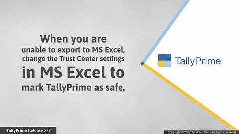 HBS SOLUTIONS | How to Resolve When You Are Unable to Export to MS Excel in TallyPrime | TallyHelp