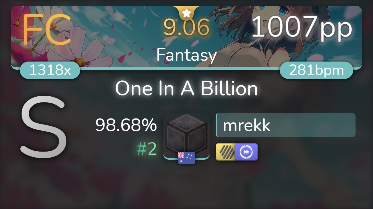 9 06 Mrekk Wake Up May N One In A Billion Fantasy Hddt 98 68 2 1007pp Fc Osu Youtube