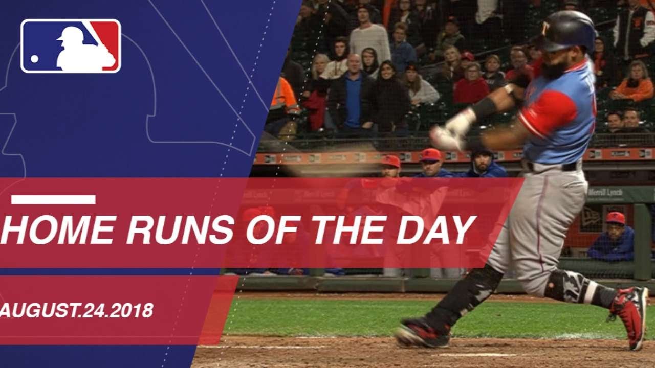 Watch all the home runs from August 24, 2018