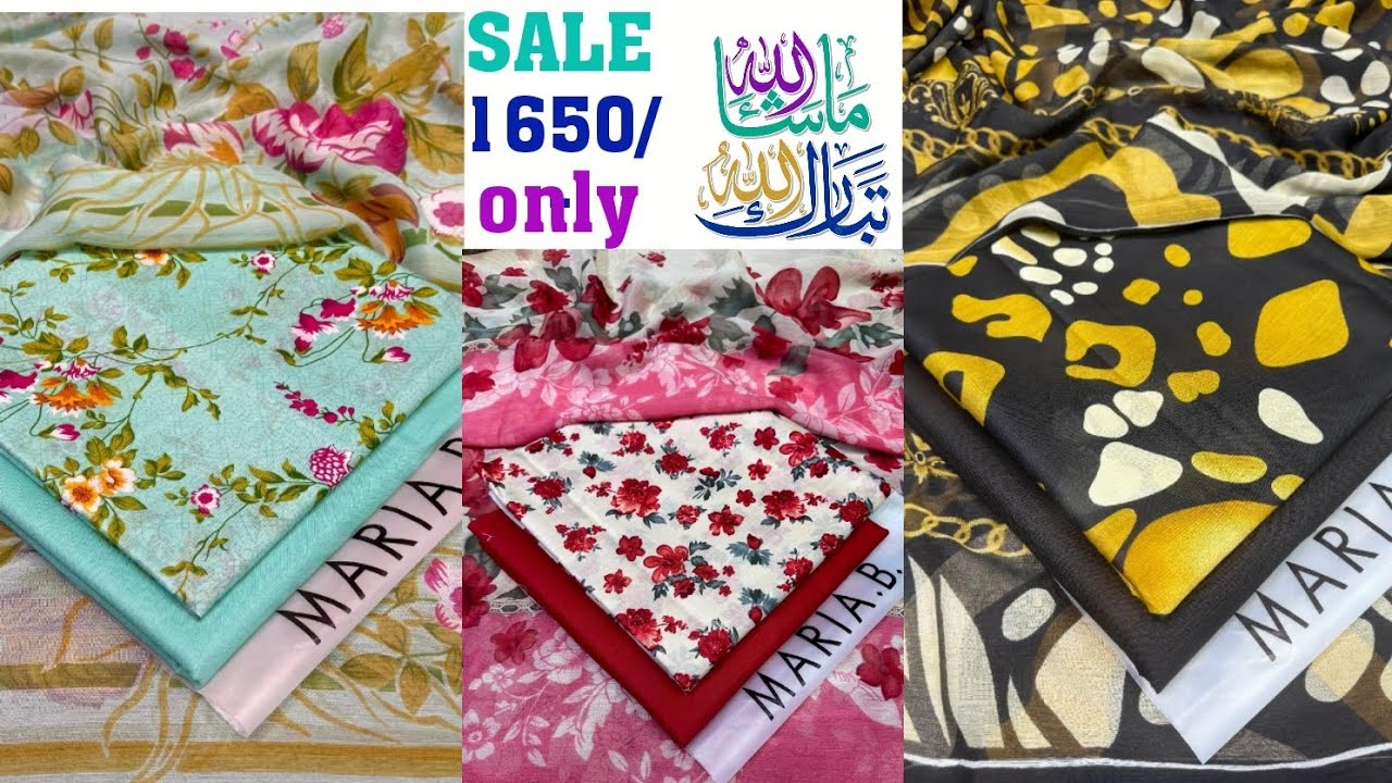 Lawn shafon dupatta 3pc || Baroque Maria b || 03245654055