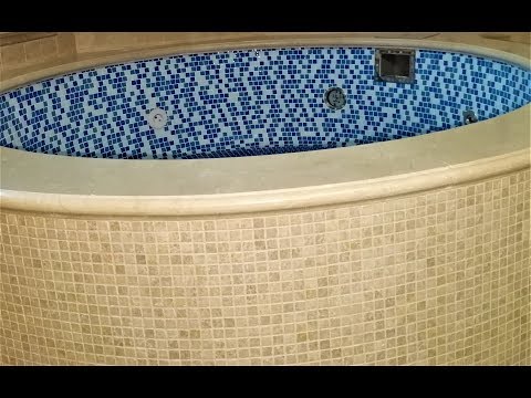 Укладка бассейна мозаикой из натурального камня,часть 4.