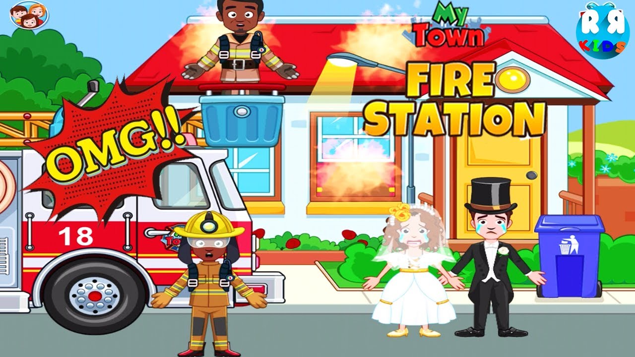 My Town Fire Station OH NOO !! the newlywed's house is on fire