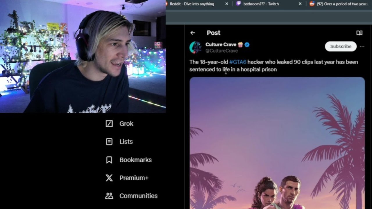 XQc Reacts To 18 Year Old GTA 6 Hacker Sentenced To Life In Hospital 