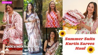 Summer Kurtis Suit Sets Sarees Co-ord Sets Haul | MADE in India Brands Haul | Perkymegs Hindi