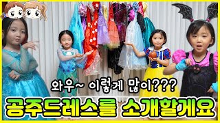 둥이들의 공주드레스 옷장을 소개합니다~ 공주옷이 대체 몇벌이야? ㅋㅋㅋ 엘사,안나,인어공주,백설공주등등 총집합! [뚜아뚜지TV]