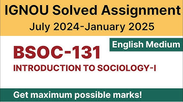 IGNOU BSOC 131 Solved Assignment 2024-25 PDF Download | English Medium | Vidyamojo