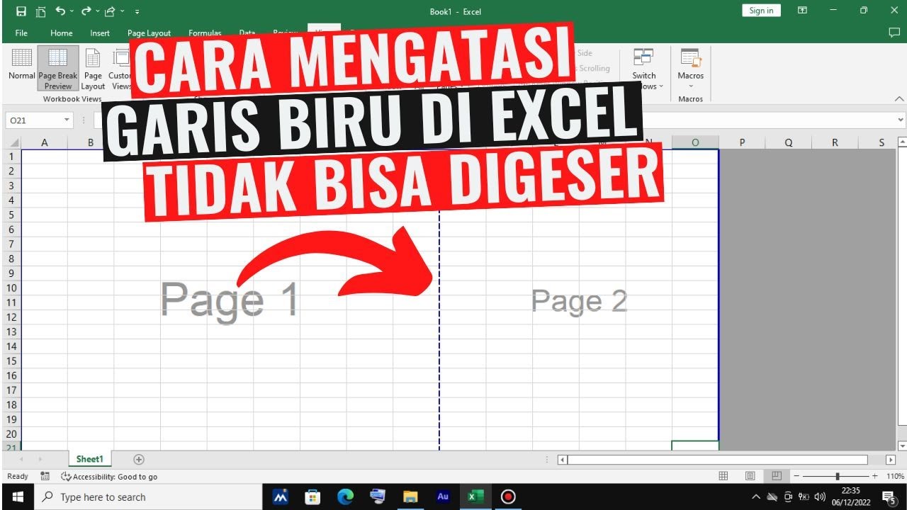 Cara mengatasi garis biru di excel tidak bisa digeser youtube