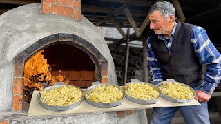 National Pastries in the Village of Azerbaijan! Hot Dish In Cold Winter