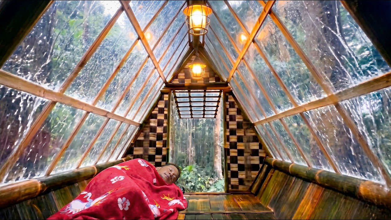 I Built the Perfect Shelter in a Heavy Rainstorm - YouTube