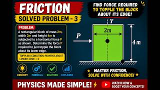 Friction | Solved Problem #3 | Toppling of Block | Force Required to Tip a Block