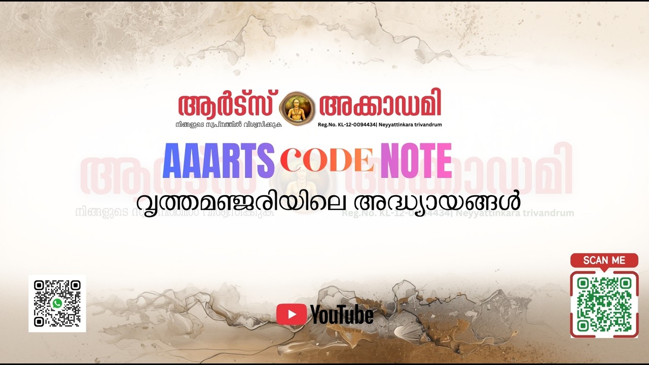 വൃത്തമഞ്ജരിയിലെ അദ്ധ്യായങ്ങൾ | AAARTS ACADEMY