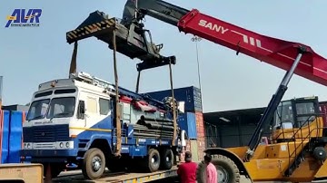 Unloading the Heavy Machine Shipment