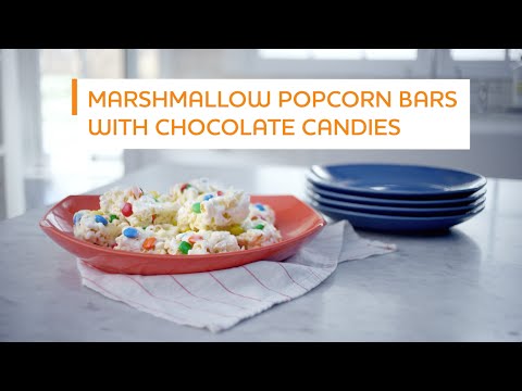 Marshmallow Popcorn Bars with Chocolate Candies