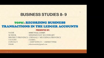 MoGE Zambia - NotesMaster, Live Lesson 8 Business Studies, by Mr. Simuntala John, Mishishi Day Sec.