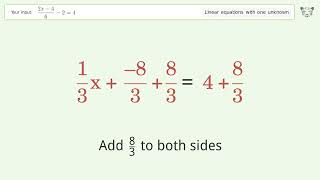 Linear equation with one unknown: Solve (2x-4)/6-2=4 step-by-step solution