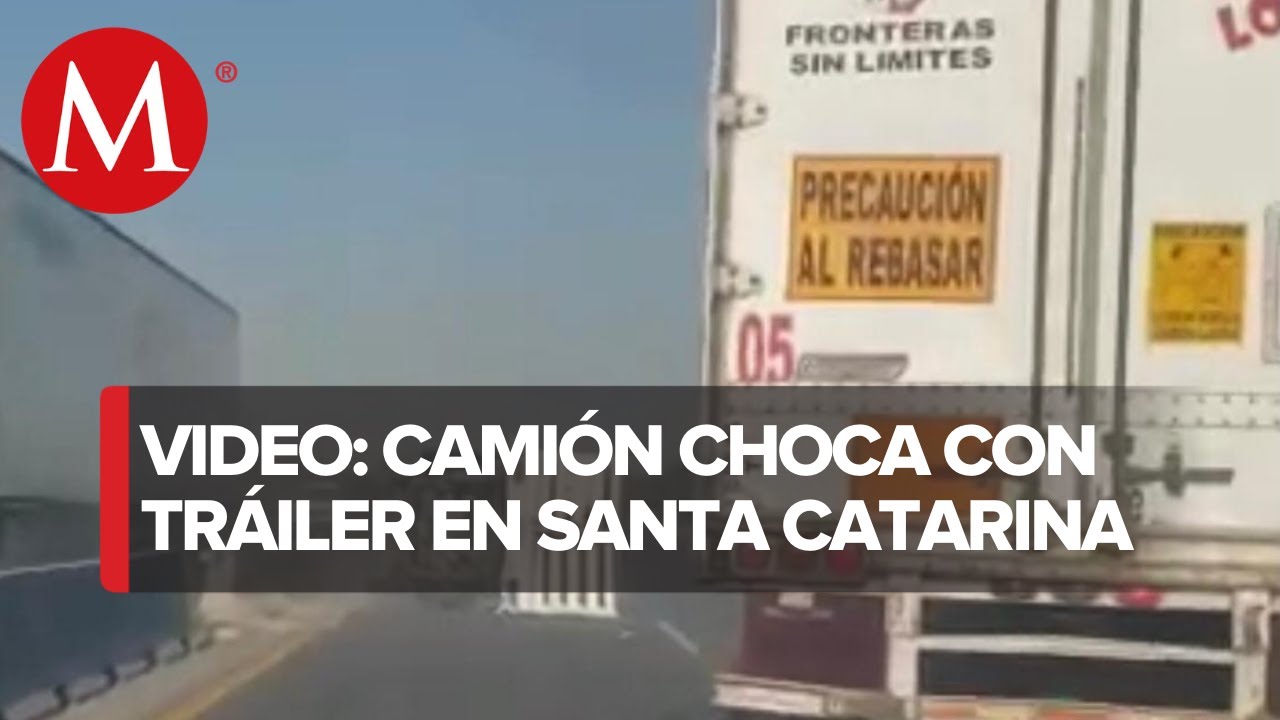 Captan en video choque entre camioneta y tráiler; conductores iban cerrándose el paso