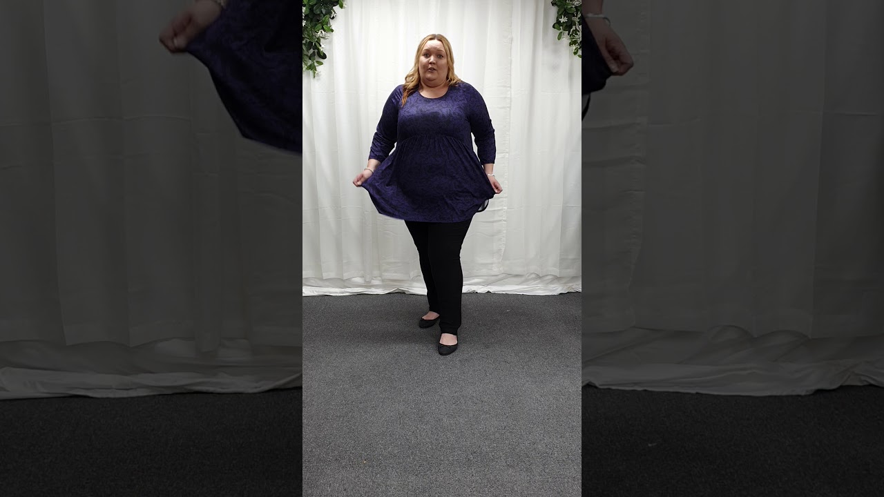 Plus Size Black Purple Paisley Tunic Top