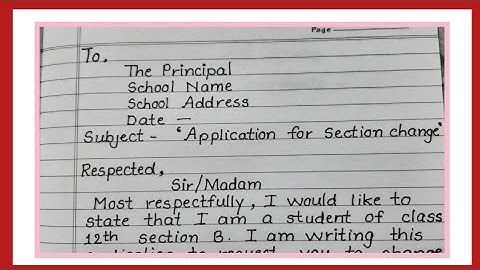 Application for section change|| write an application to the principal for section change