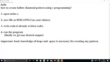 Hollow diamond pattern in c programming | how to make hollow diamond pattern using  c language