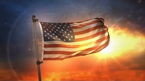 American Flag Backlit At Beautiful Sunrise Loop Slow Motion Stock Motion Graphics