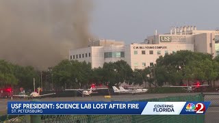 Fire destroys a lab building on a University of South Florida campus