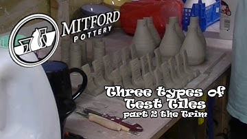 Pottery test tiles part 2. Three types of test tile trimmed and fettled ready to bisque