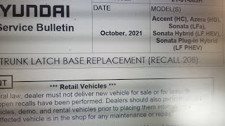 Hyundai trunk latch recall. some 2016 - 2020 models