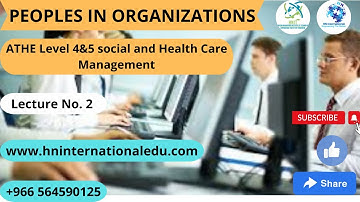 People in Organization Lecture No. 02 ATHE Level 4 & 5 Health and Social Care Management
