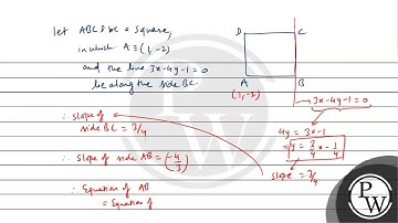 One vertex of a square is at \( (1,-2) \) and one side lies along t...