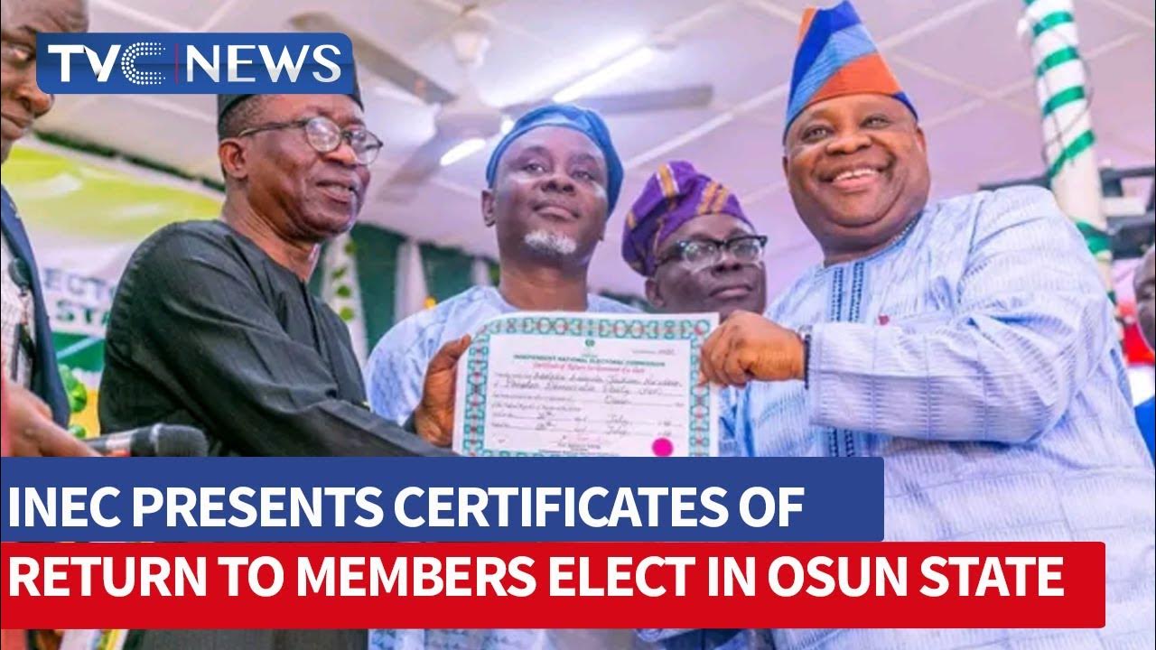 INEC Presents Certificates Of Return To Members Elect in Osun State