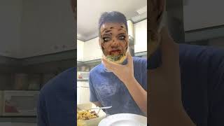ASMR EATING Delicious Savory Cheesy Creamy Spinach Pizza #asmrsounds #asmreating #mukbang #shorts
