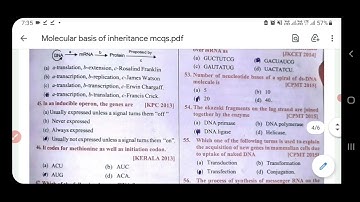 Molecular Basis of Inheritance|Important MCQs for Master cadre Preparation|Botany and Zoology|