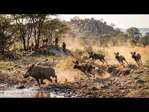 African Wild Dogs Trap a Warthog — Then He Makes a Desperate Escape