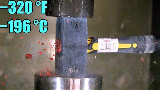 Crushing a STEEL HAMMER Frozen in Liquid Nitrogen With Hydraulic Press