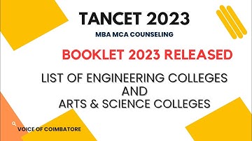 TANCET 2023 | MBA MCA COUNSELING BOOKLET 2023  |ENGINEERING,ARTS & SCIENCE COLLEGE   #tancet2023