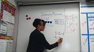 Subtracting polynomials with algebra tiles