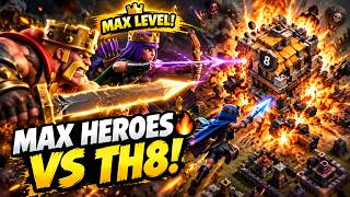 🔥MAX Level Heroes vs Town Hall 8 Base! | Barbarian King, Archer Queen & Royal Champion Solo Attacks! screenshot 3