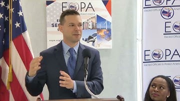 Alex Cornell du Houx speaking at EOPA Energy Security Summit 2025 press conference