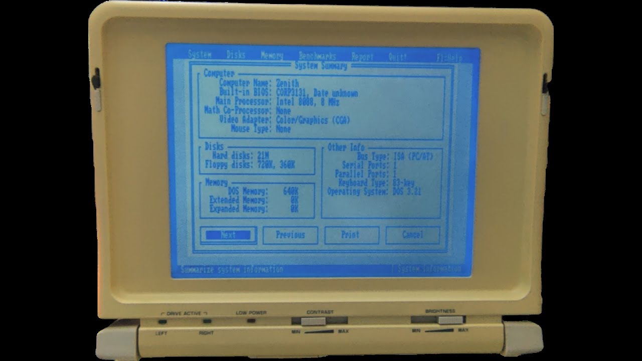 Zenith data systems Supersport laptop - YouTube