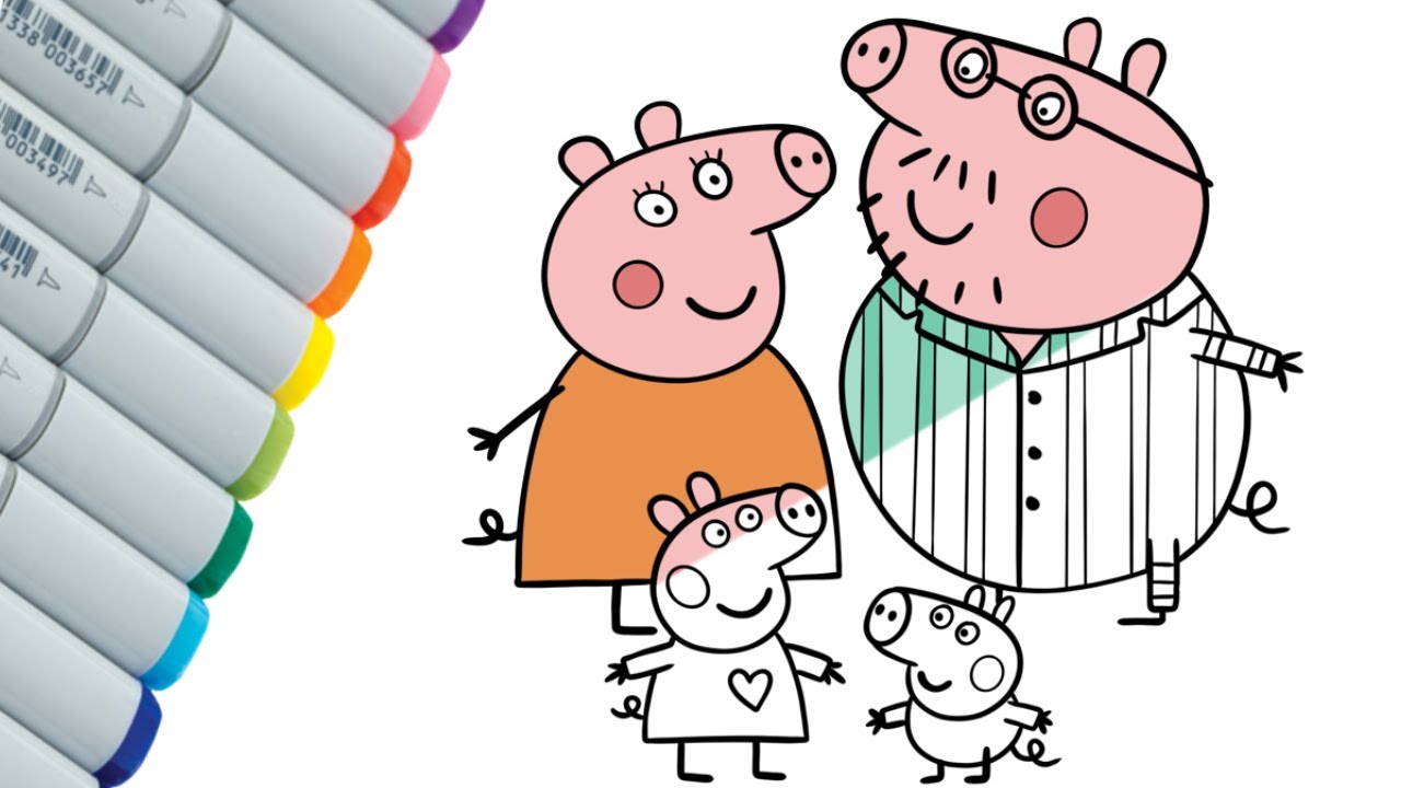 Pepa Pig Family Coloring Page YouTube